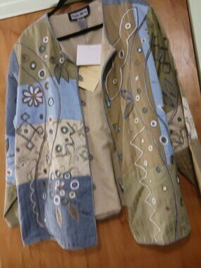 Indigo Moon Jacket Blue, Tan and Cream NWT size 2x